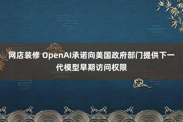 网店装修 OpenAI承诺向美国政府部门提供下一代模型早期访问权限