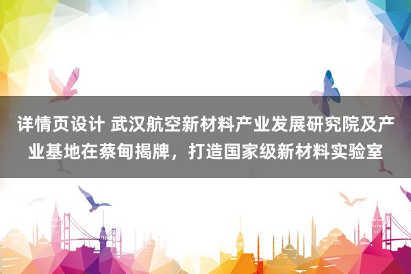 详情页设计 武汉航空新材料产业发展研究院及产业基地在蔡甸揭牌，打造国家级新材料实验室