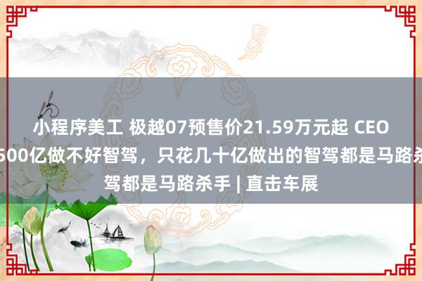 小程序美工 极越07预售价21.59万元起 CEO夏一平：没有500亿做不好智驾，只花几十亿做出的智驾都是马路杀手 | 直击车展