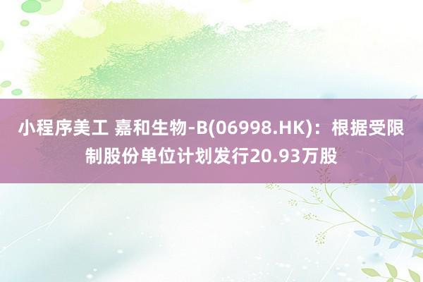 小程序美工 嘉和生物-B(06998.HK)：根据受限制股份单位计划发行20.93万股